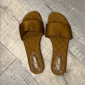 Steve Madden Brown Quilted Slide Sandals
